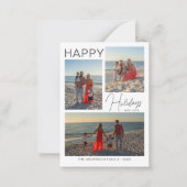 バジェットミニマルクリスマス3写真ホリデーカード ノートカード (正面)