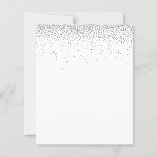 バジェットミニマルシルバーグリッター結婚式招待状 (裏面)
