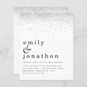 バジェットミニマルシルバーグリッター結婚式招待状 (正面/裏面)