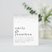 バジェットミニマルシルバーグリッター結婚式招待状 (スタンド正面)