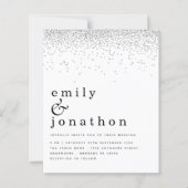 バジェットミニマルシルバーグリッター結婚式招待状 (正面)