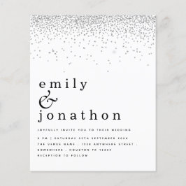 バジェットミニマルシルバーグリッター結婚式招待状