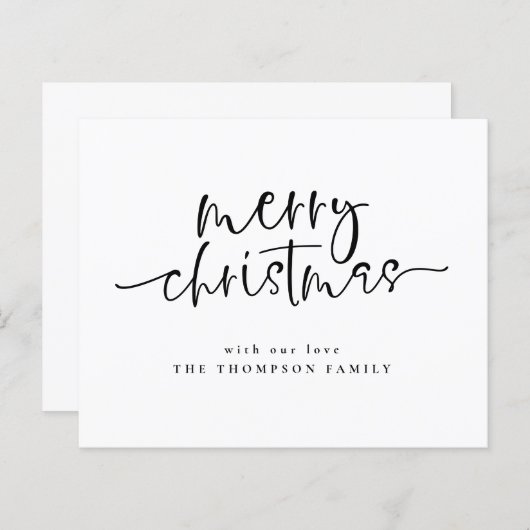 バジェットミニマルスクリプトメリークリスマスホリデーカード (正面/裏面)