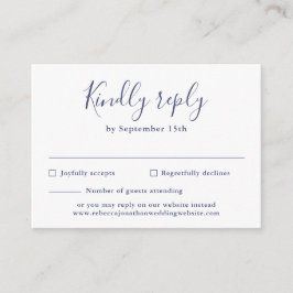 バジェットミニマルネイビーブルーウェディングRSVPカード エンクロージャーカード