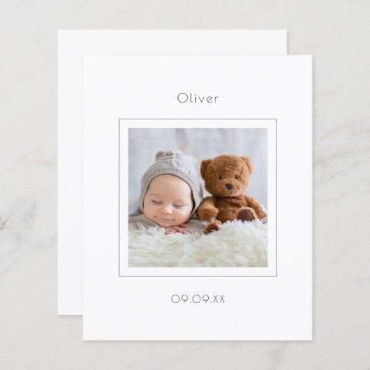 バジェットミニマルフォト男の赤ちゃん誕生発表 (正面/裏面)