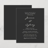 バジェットミニマルブラックスクリプトブライダルシャワー招待状 (正面/裏面)