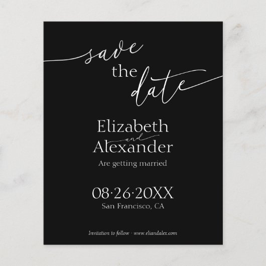 バジェットミニマルブラック&ホワイトスクリプト日付の保存 (正面)