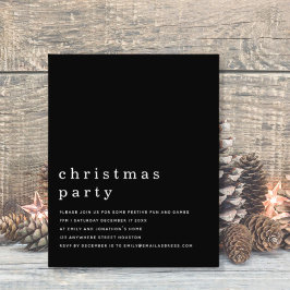 バジェットミニマルホワイトブラッククリスマスパーティー招待状