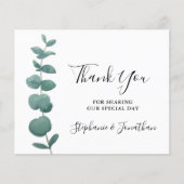 バジェットミニマルユーカリ結婚スサンキューカード (正面)