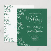 バジェットミニマルリーフグリーン結婚式招待状