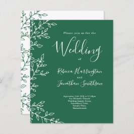 バジェットミニマルリーフグリーン結婚式招待状