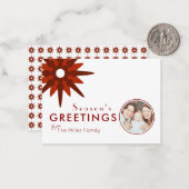 バジェットミニマルレッド&ホワイトのスノーフレーク・ファミリーの写真 ノートカード (正面/裏面インサイチュ)