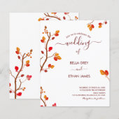 バジェットミニマル秋秋結婚式招待状 (正面/裏面)