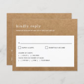 バジェットミニマル素朴リストフェイククラフトウェディングRSVP (正面/裏面)