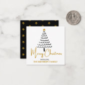 バジェットミニ手頃ツリーモダンメリークリスマス ノートカード (正面/裏面インサイチュ)