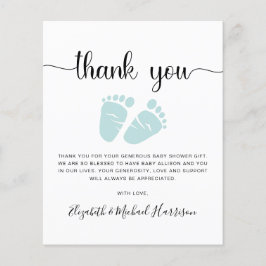 バジェットミントグリーンベビーシャワーサンキューカード