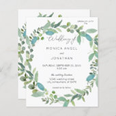 バジェットミントユーカリ結婚式招待状 (正面/裏面)