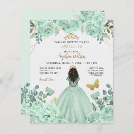 バジェットミント金ゴールドプリンセススウィート16招待状