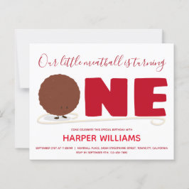 バジェットミートボールワン1ベビー第1誕生日招待状