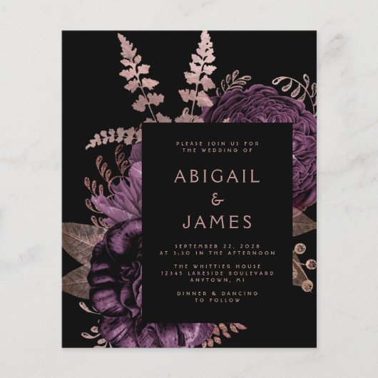 バジェットムーディダークフローラパープルバラ結婚金ゴールド (正面)