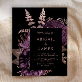 バジェットムーディダークフローラパープルバラ結婚金ゴールド