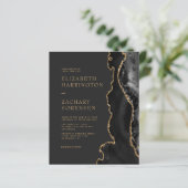 バジェットムーディブラックアゲート金ゴールド結婚式招待状 (スタンド正面)