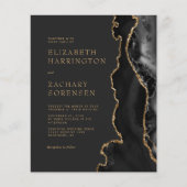バジェットムーディブラックアゲート金ゴールド結婚式招待状 (正面)