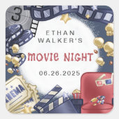 バジェットムービーナイト子供の誕生日 スクエアシール (正面)