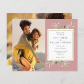 バジェットムーヴグリーンリーフォトズ結婚式招待状 (正面/裏面)