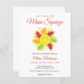 バジェットメインスクイズレモンブライダルシャワー招待 (正面/裏面)