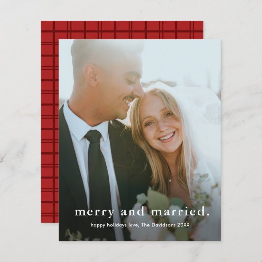 バジェットメリーの結婚した写真クリスマスカード (正面/裏面)