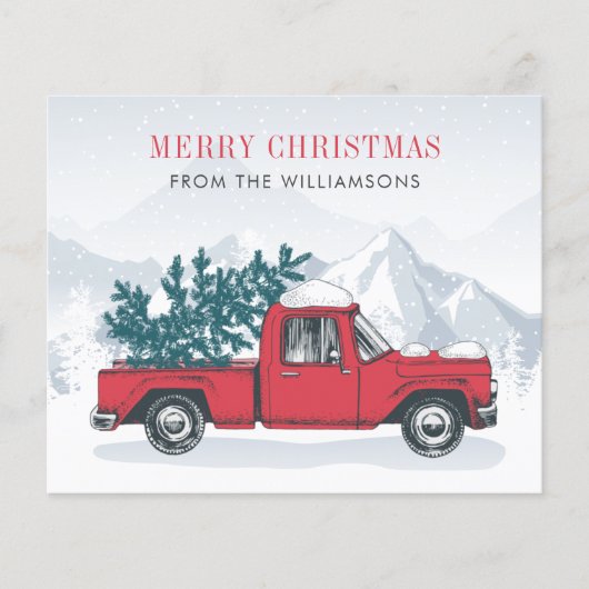 バジェットメリークリスマスウォーター色レッドトラック (正面)