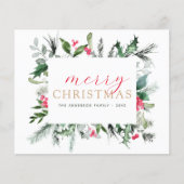 バジェットメリークリスマスグリーナリーレッドホリデーカード (正面)
