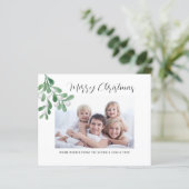 バジェットメリークリスマスグリーン写真ホリデーカード (スタンド正面)