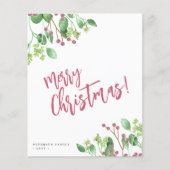 バジェットメリークリスマスグリーン写真ホリデーカード チラシ (正面)