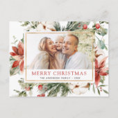 バジェットメリークリスマスグリーン写真ホリデー シーズンポストカード (正面)