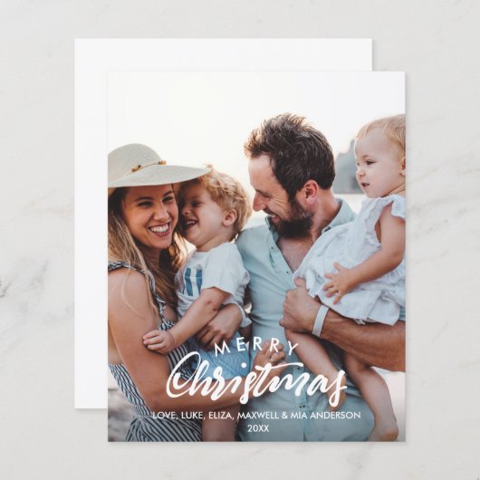 バジェットメリークリスマススケッチフォトホリデーカード (正面/裏面)