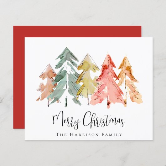 バジェットメリークリスマスパインツリー水色カード (正面/裏面)