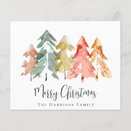 バジェットメリークリスマスパインツリー水色カード