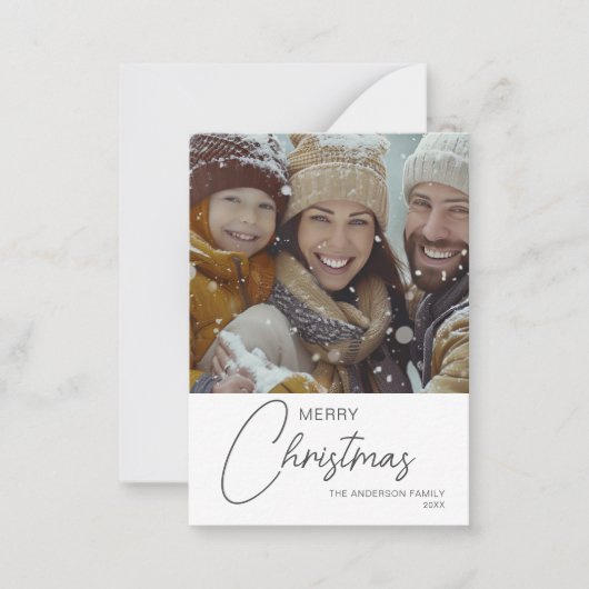 バジェットメリークリスマスファミリーフォトホリデーカード ノートカード (正面)