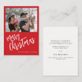 バジェットメリークリスマスフォトレッドホリデー ノートカード (正面/裏面)