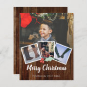 バジェットメリークリスマスフォト素朴ホリーとウッド (正面/裏面)