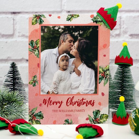 バジェットメリークリスマスホリデーフォトカードホリー チラシ