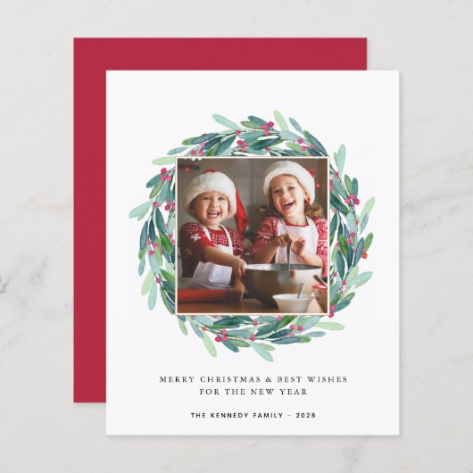 バジェットメリークリスマスホリデーフォトカード (正面/裏面)