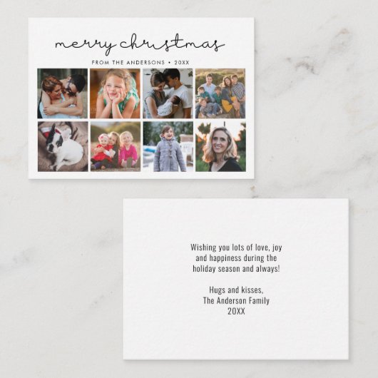 バジェットメリークリスマスミニマリスト8フォトホリデー ノートカード (正面/裏面)