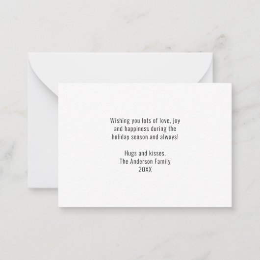 バジェットメリークリスマスミニマリスト8フォトホリデー ノートカード (裏面)