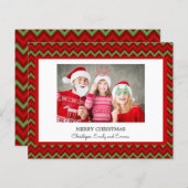 バジェットメリークリスマスレッドグリーンフォトカード (正面/裏面)