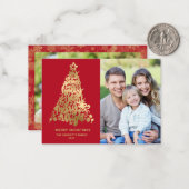 バジェットメリークリスマスレッド2写真金ゴールド ノートカード (正面/裏面インサイチュ)