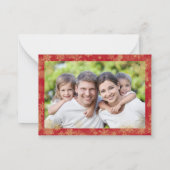 バジェットメリークリスマスレッド2写真金ゴールド ノートカード (裏面)