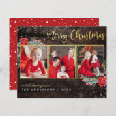 バジェットメリークリスマス金ゴールドウッド3フォトコラージュ (正面/裏面)